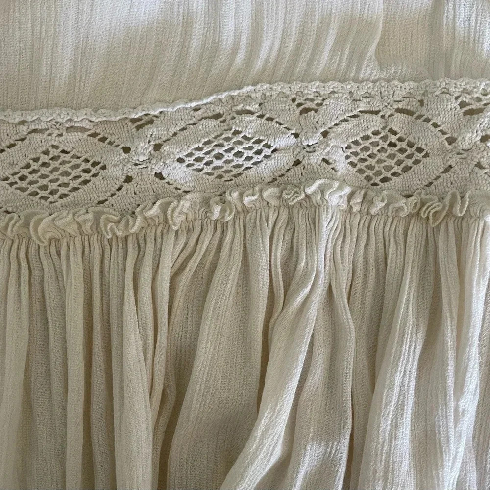 Denim & Supply Ralph Lauren Boho Maxi Dress Cream Embroidered Crochet Lined XS - Picture 6 of 14